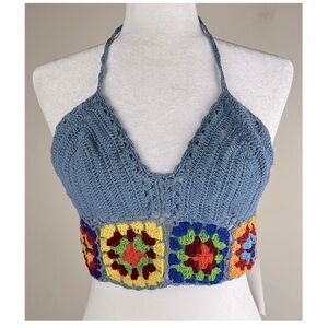 Shop Therapy Imports | Crochet Granny Square Halter Top Festival Retro | L/XL